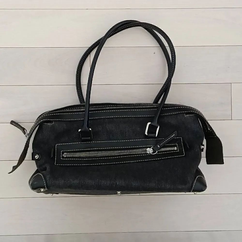 Dooney & Bourke Women's Double Pocket Satchel Purse Bag Black - Picture 2 of 8